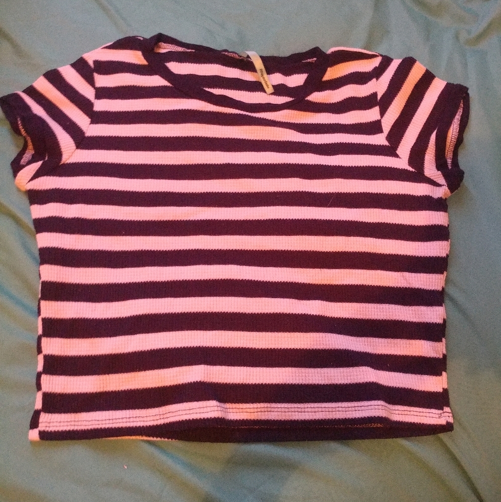 Navy and White striped crop top